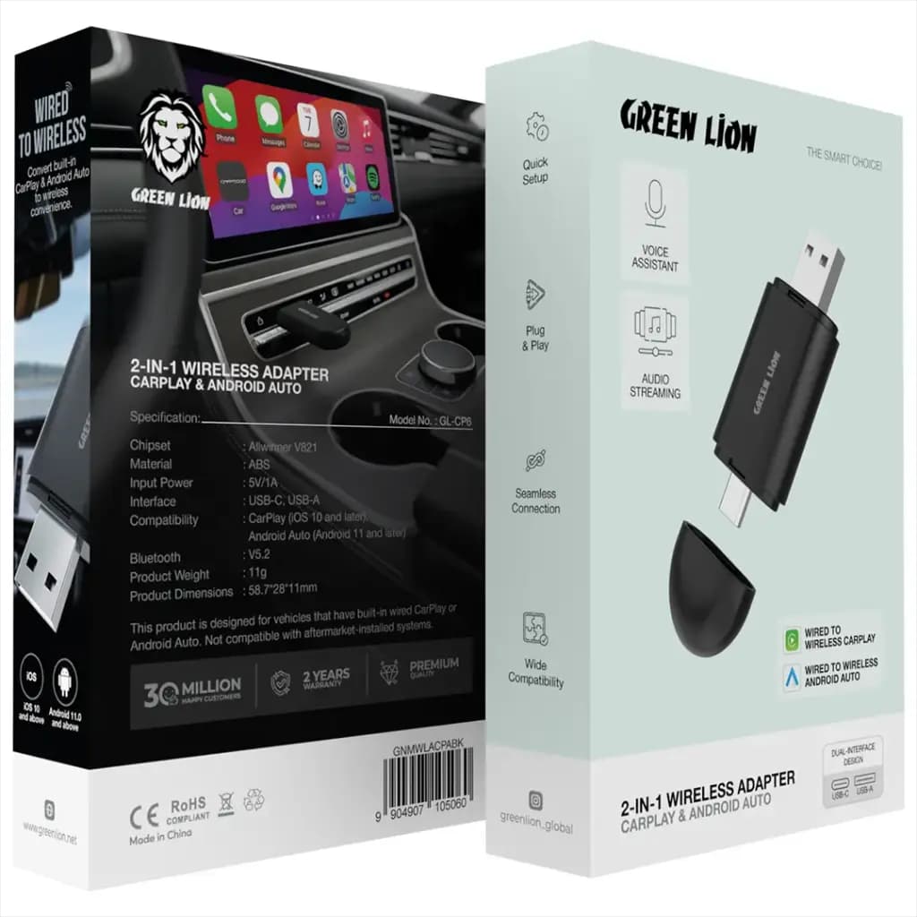 کار پلی بی‌سیم گرین لاین ۲ در ۱ CarPlay و Android Auto مدل GN2I1AWCABK — تصویر ۵