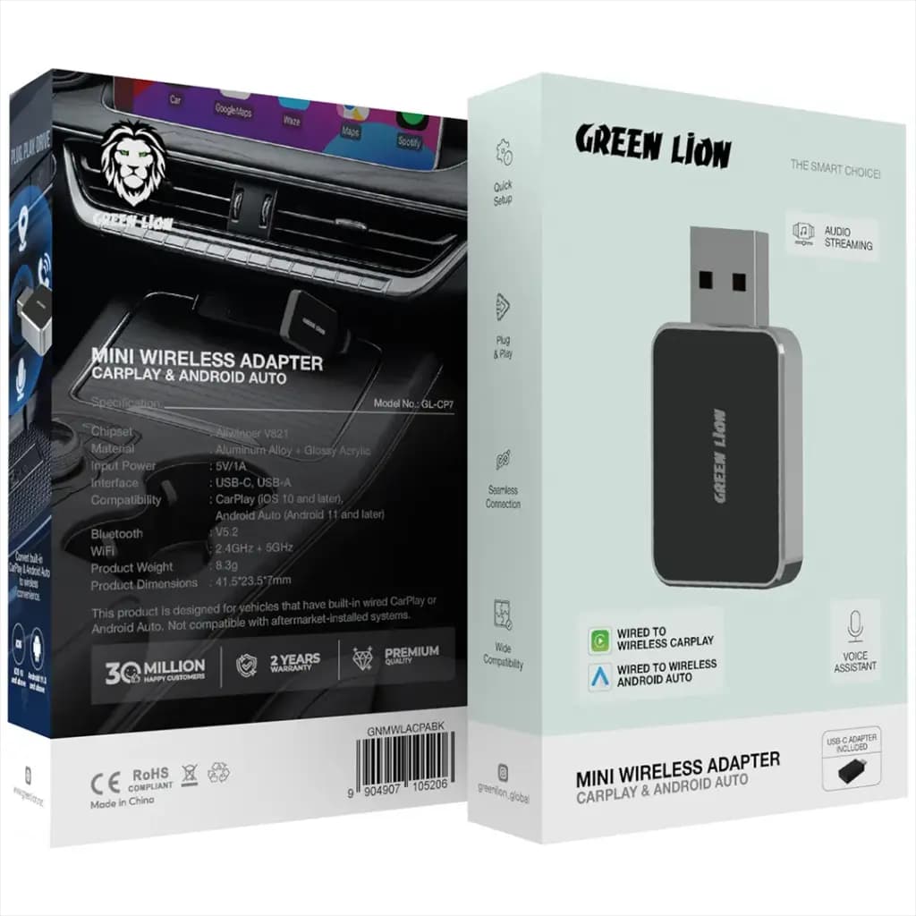 مینی آداپتور بیسیم CarPlay و Android Auto گرین لاین مدل GNMWLACPABK — تصویر ۵
