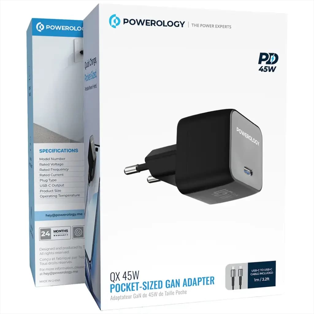 آداپتور GaN شارژ سریع 45W پاورولوژی مدل PWCUQC056BKC — تصویر ۷