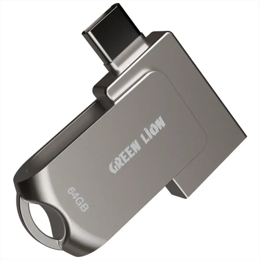 فلش مموری تایپ سی گرین لاین 64GB 2in1 مدل OTG GN2N1FL64SL — تصویر ۲