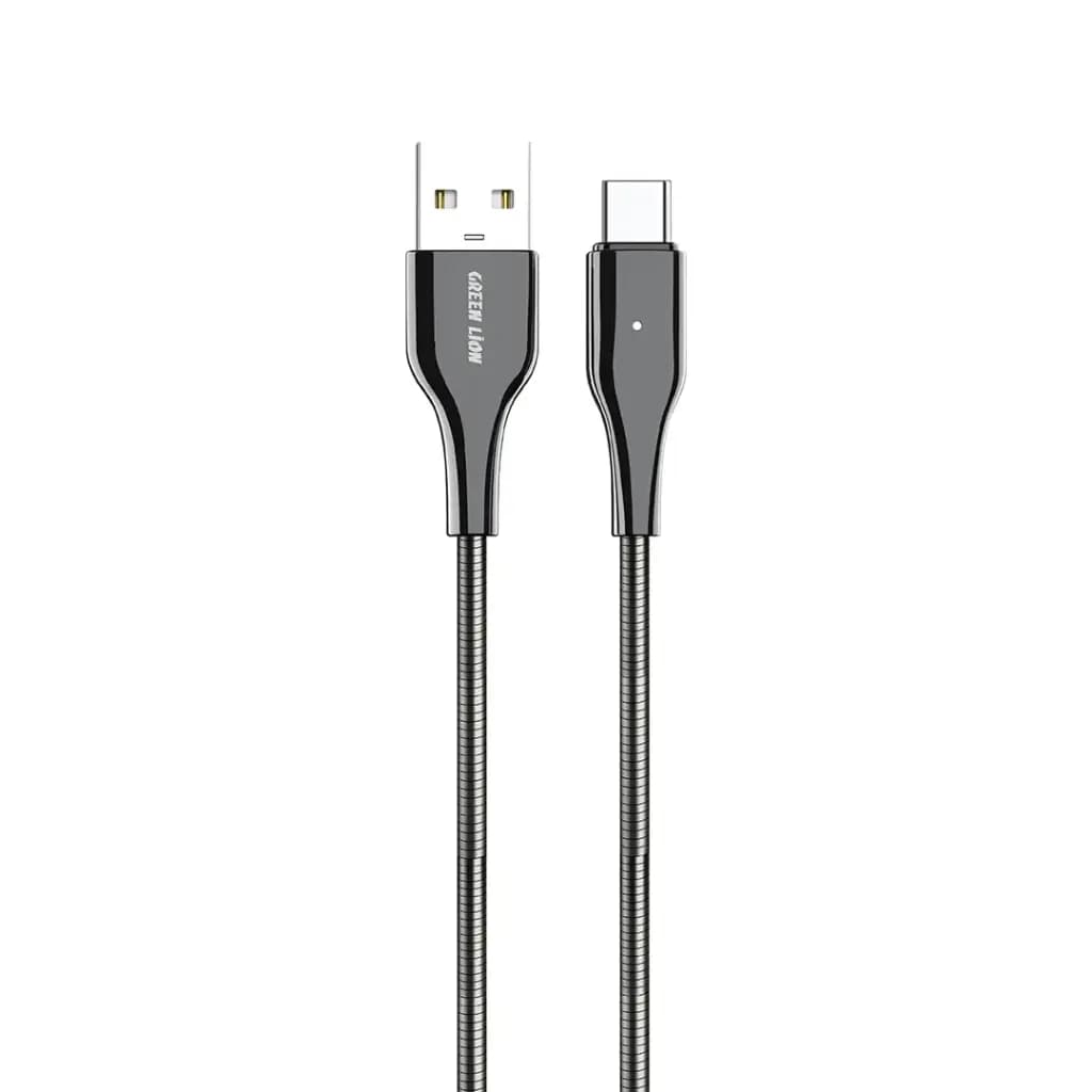 کابل USB-A به USB-C فنری فلزی گرین لاین مدل GNMTSA2CSL