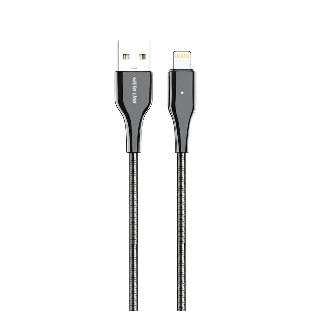 کابل USB-A به Lightning فنری فلزی گرین لاین مدل GNMTSA2LSL