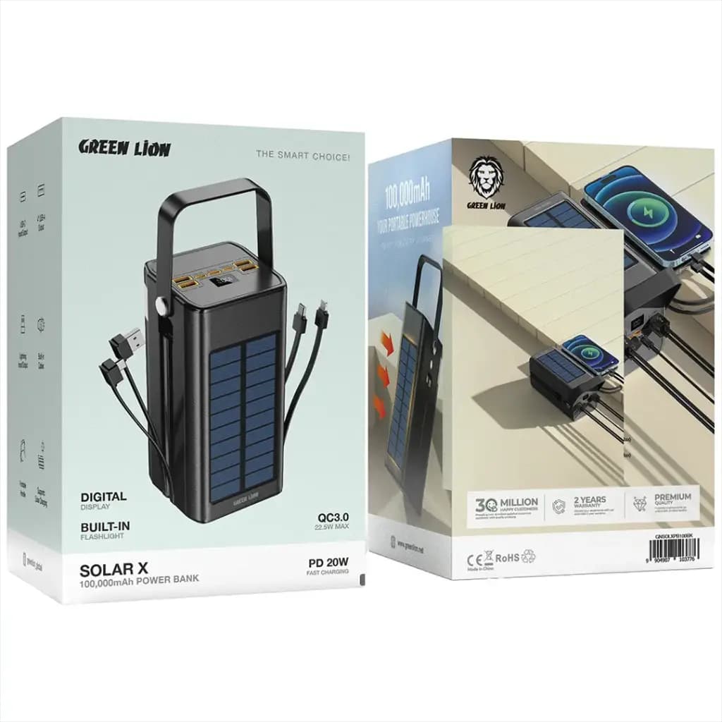 پاور بانک خورشیدی گرین لاین مدل GL-PX79 ظرفیت ۱۰۰ هزار میلی آمپر — تصویر ۷