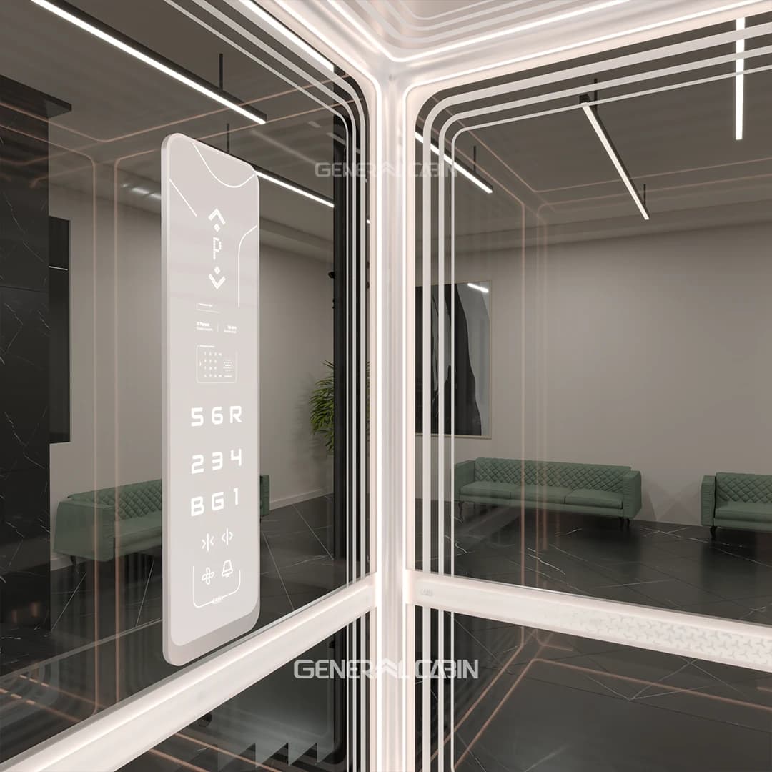 کابین آسانسور شیشه ای جنرال کابین مدل Zaha Glass — تصویر ۹