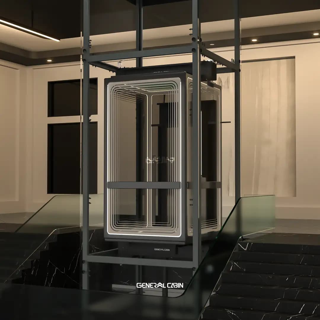 کابین آسانسور شیشه ای جنرال کابین مدل Zaha Glass