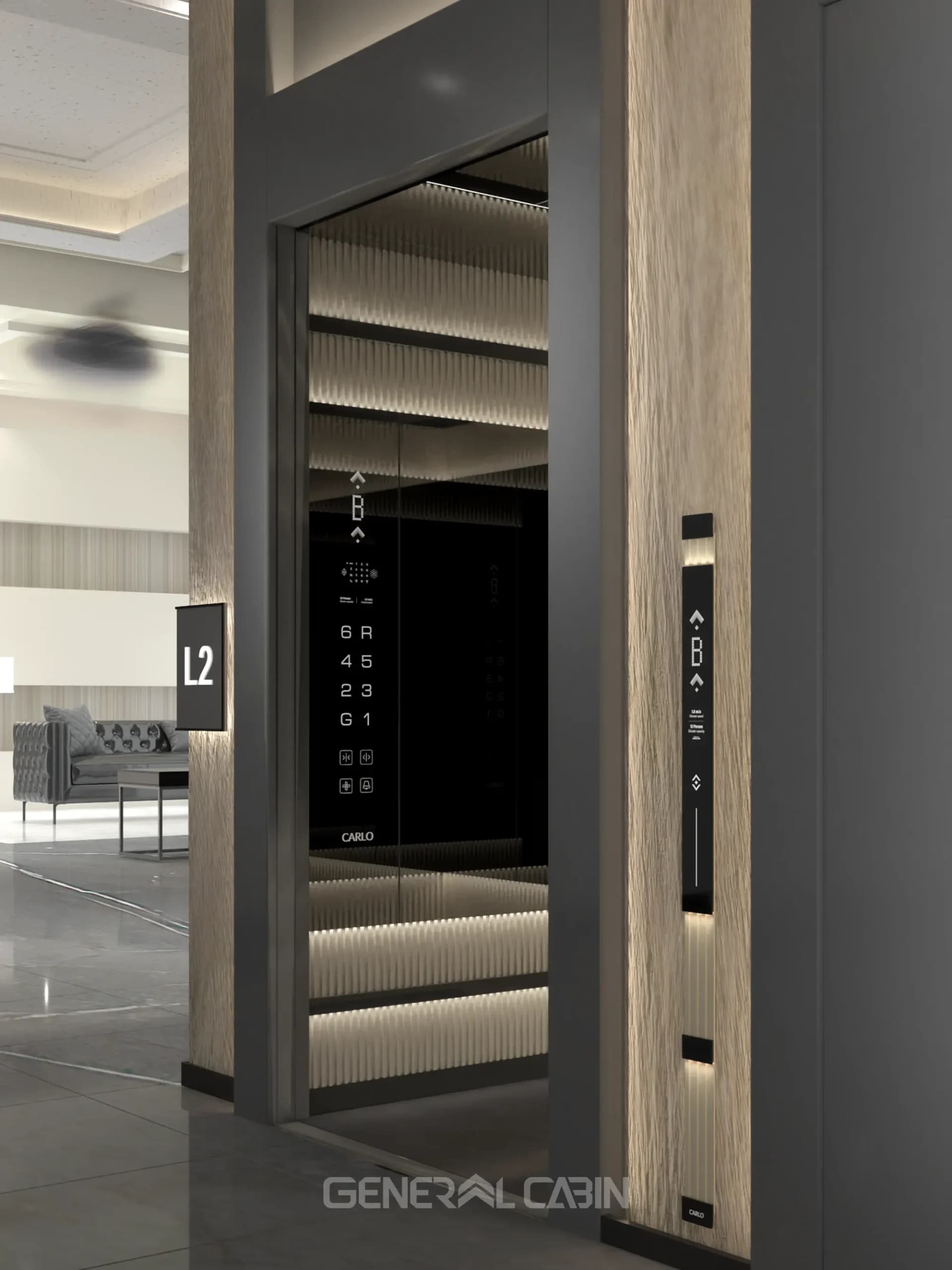 کابین آسانسور استیل جنرال کابین مدل کارلو — تصویر ۲