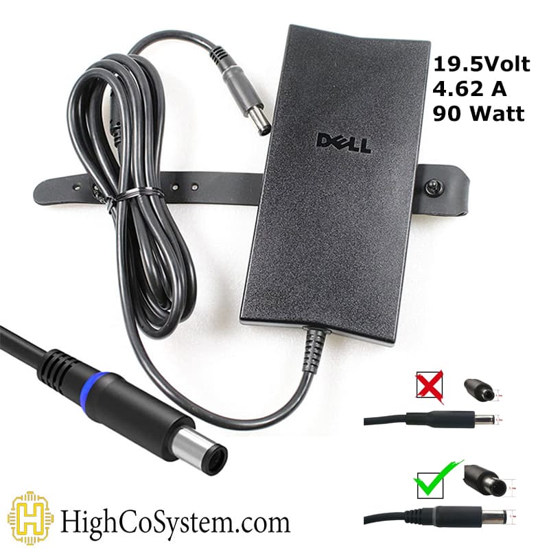 شارژر لپ تاپ اورجینال DELL 19,5V 4,62A SLIM (90W) سرفیش چراغ دار