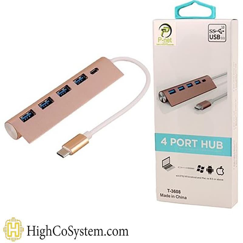 هاب 4 پورت USB-C P-NET مدل T-3608