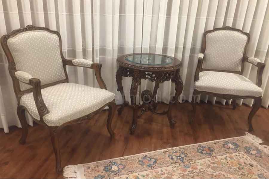 میز قهوه خوری منبت دو نفره با دو مبل تک نفره مدل 16221 — تصویر ۱۰