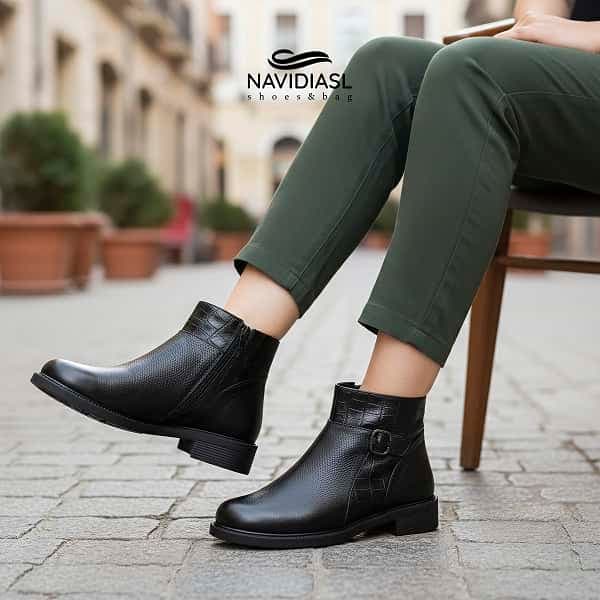 نیم بوت چرم زنانه مدل شیما کد 2048006 — تصویر ۷