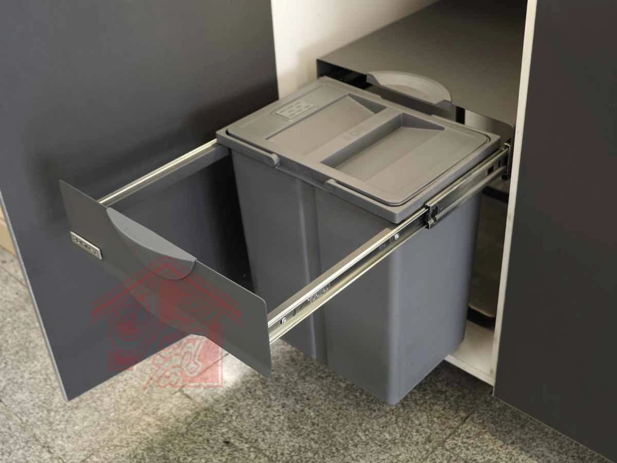 سطل زباله کابینتی ریلی دو مخزن پرو پلاتین 8633 — تصویر ۴