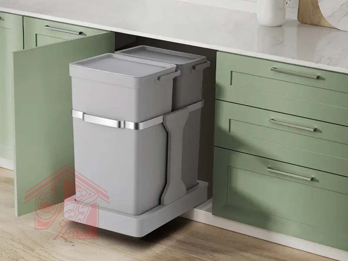 سطل زباله داخل کابینتی ریلی 35 لیتری ملونی مدل 9176 — تصویر ۳