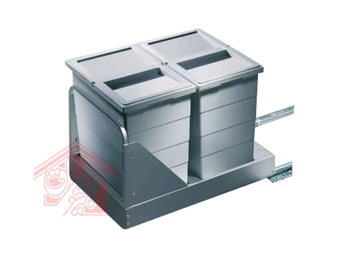 سطل زباله دوقلو داخل کابینت ریل از کف باتم مانت هایلو Q240