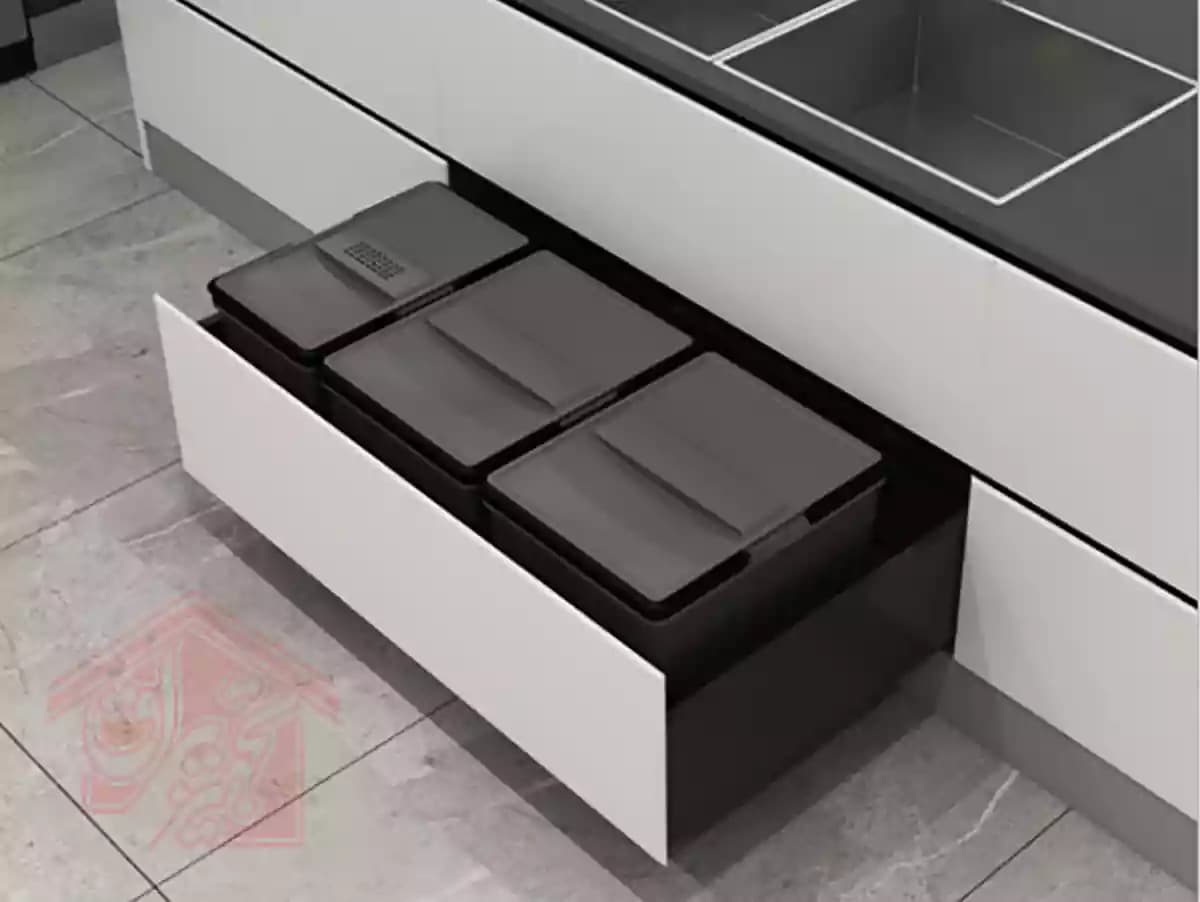 سطل زباله داخل کابینتی سه مخزن ملونی مدل easy fit 9038 — تصویر ۵