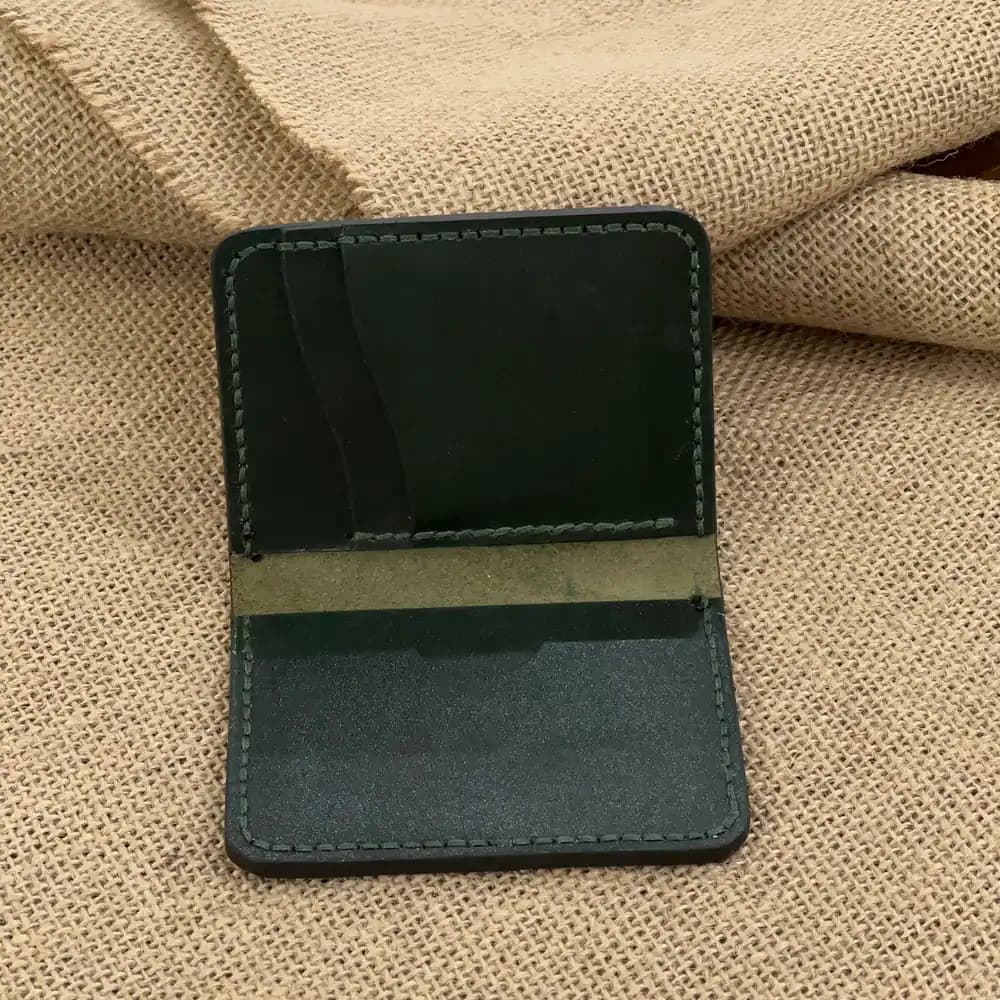 جاکارتی پنج کارتی چرم دستدوز گاوی سبز تیره — تصویر ۸