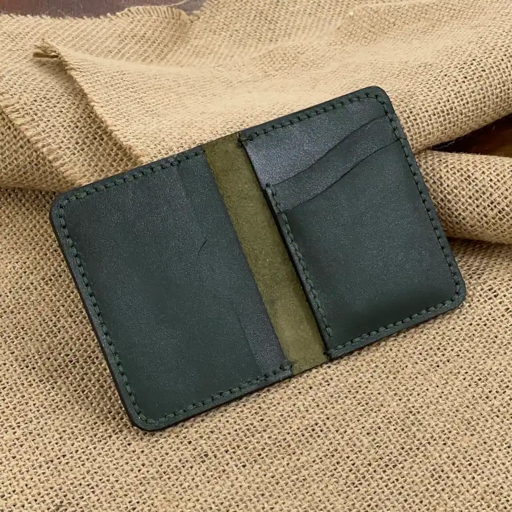 جاکارتی پنج کارتی چرم دستدوز گاوی سبز تیره