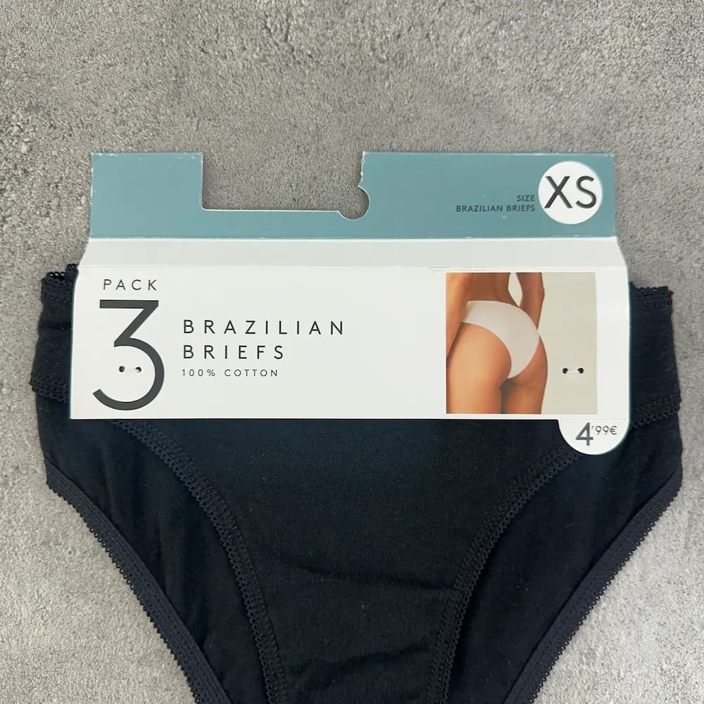 پک 3 عددی شورت زنانه Brazilian لفتیز مشکی سایز XS — تصویر ۳