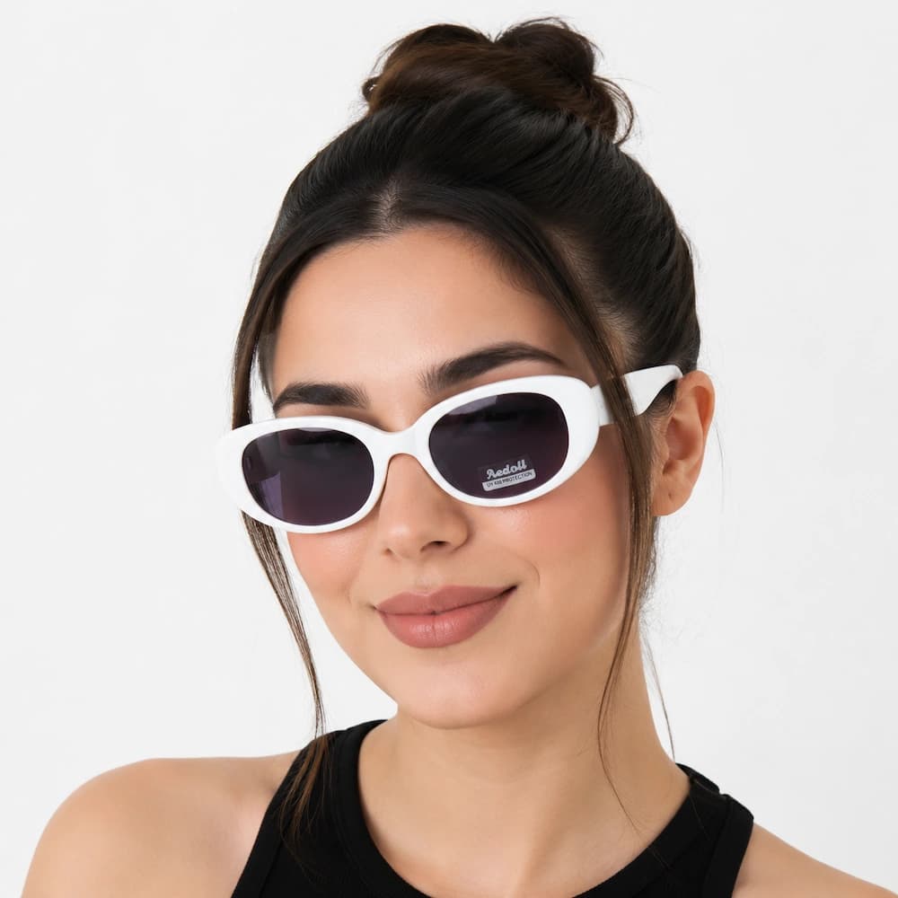 عینک آفتابی زنانه Aedoll فریم بیضی سفید (UV 400) — تصویر ۵