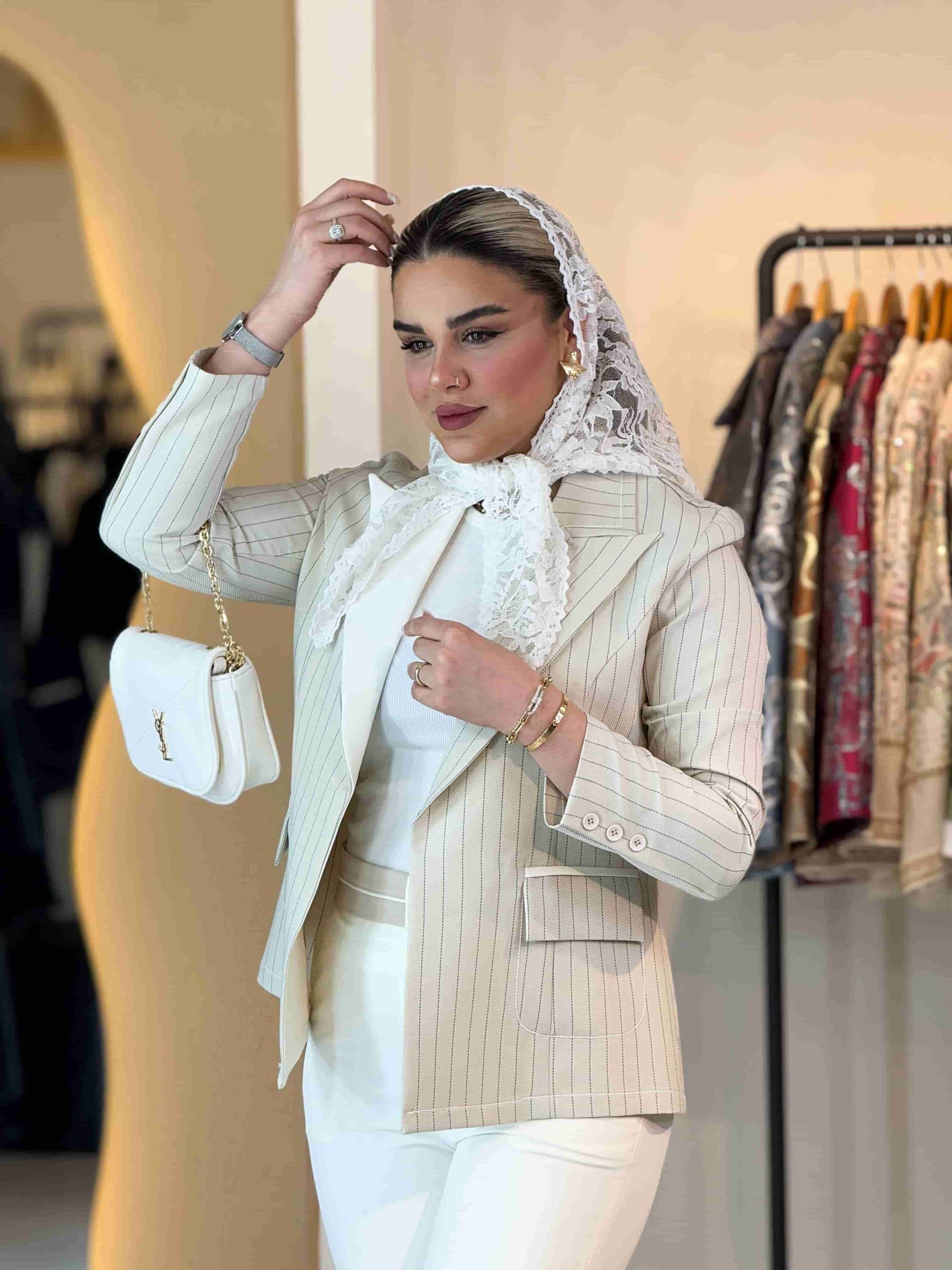 کت دیپلمات یقه سفید استخوانی 120603 — تصویر ۸