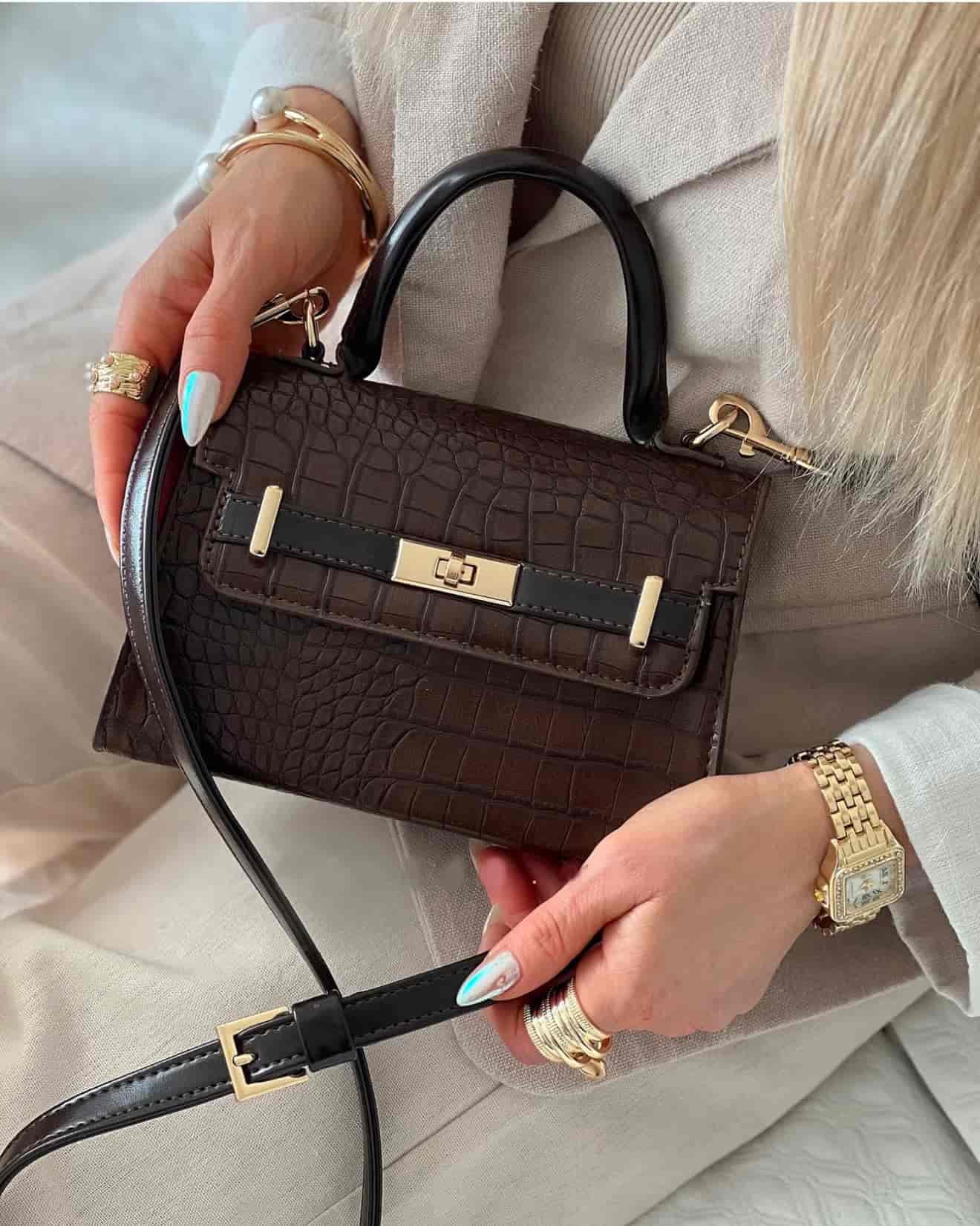 کیف تک دست قهوه ای سنگی 100128