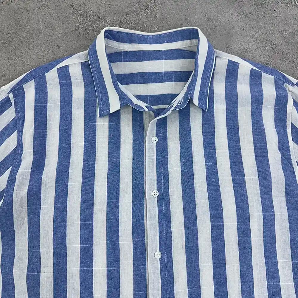 پیراهن مردانه راه راه وارداتی چین سایز 2XL — تصویر ۸