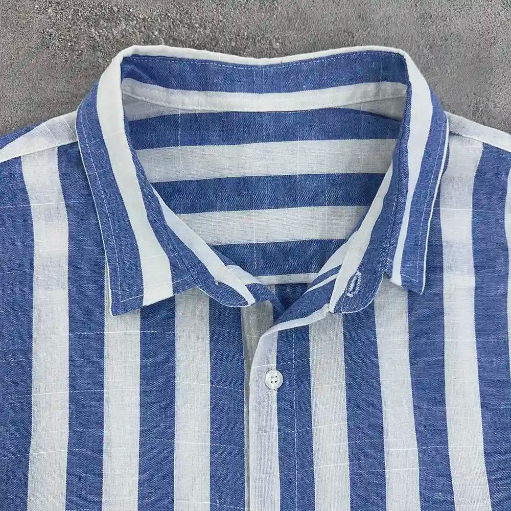 پیراهن مردانه راه راه وارداتی چین سایز 2XL — تصویر ۴