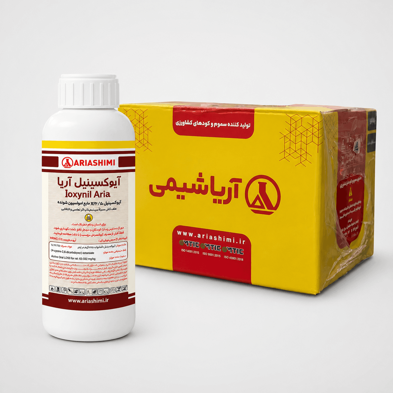 علف کش آیوکسینیل اکتانوات ۲۲.۵٪ EC آریاشیمی – بطری ۱ لیتری (فروش عمده – کارتن ۱۲ عددی) — تصویر ۲