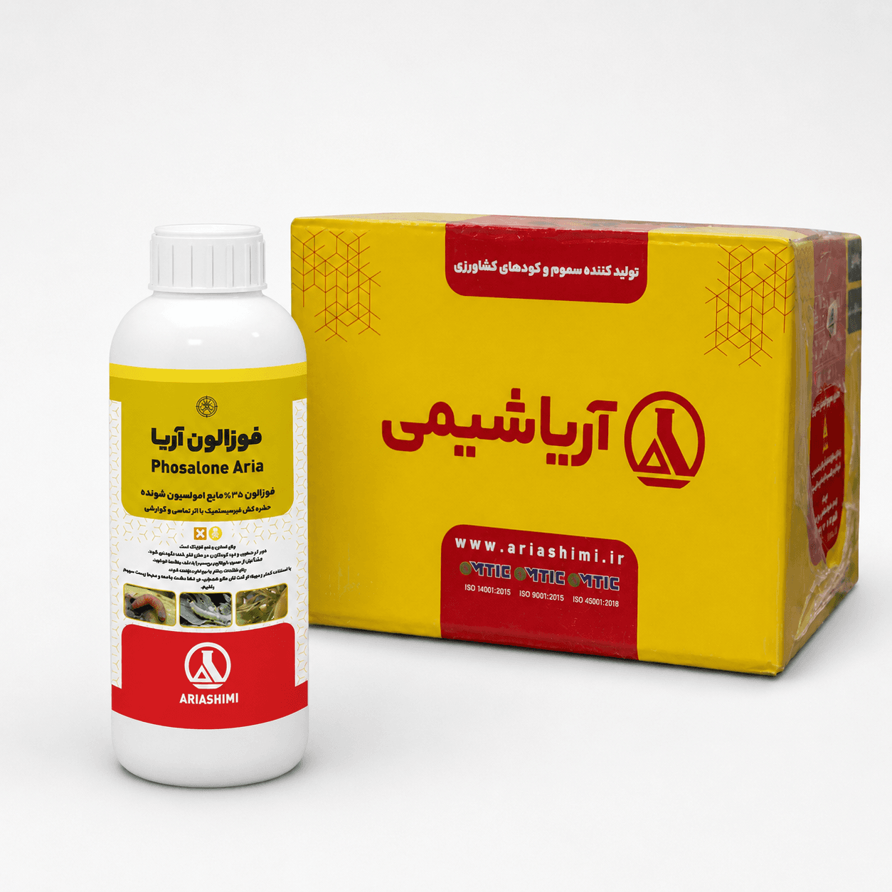 حشره‌کش فوزالون آریاشیمی ۳۵٪ EC یک لیتری (فروش عمده – کارتن ۱۲ عددی)