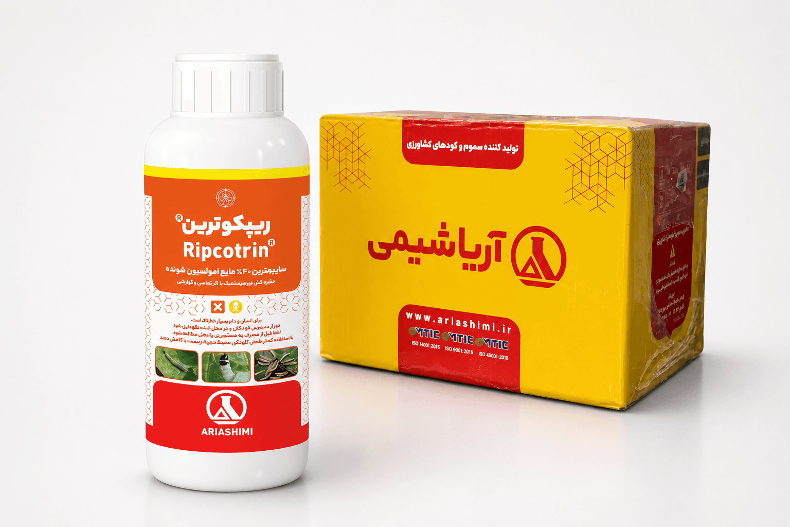 حشرهکش سایپرمترین آریاشیمی ۴۰٪ EC یک لیتری (فروش عمده – کارتن ۱۲ عددی) — تصویر ۲