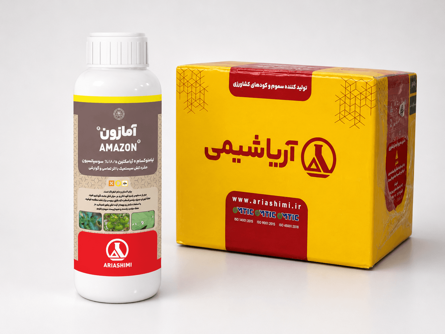 حشره‌کش تیامتوکسام آبامکتین آریاشیمی ۱۸.۴٪ SC ۱ لیتری (فروش عمده – کارتن ۱۲ عددی)