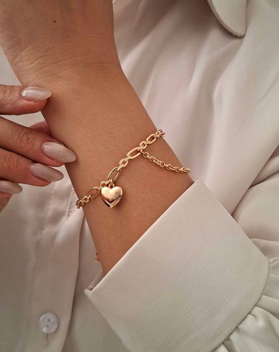 دستبند طرح طلا قلب آویز ژوپینگ