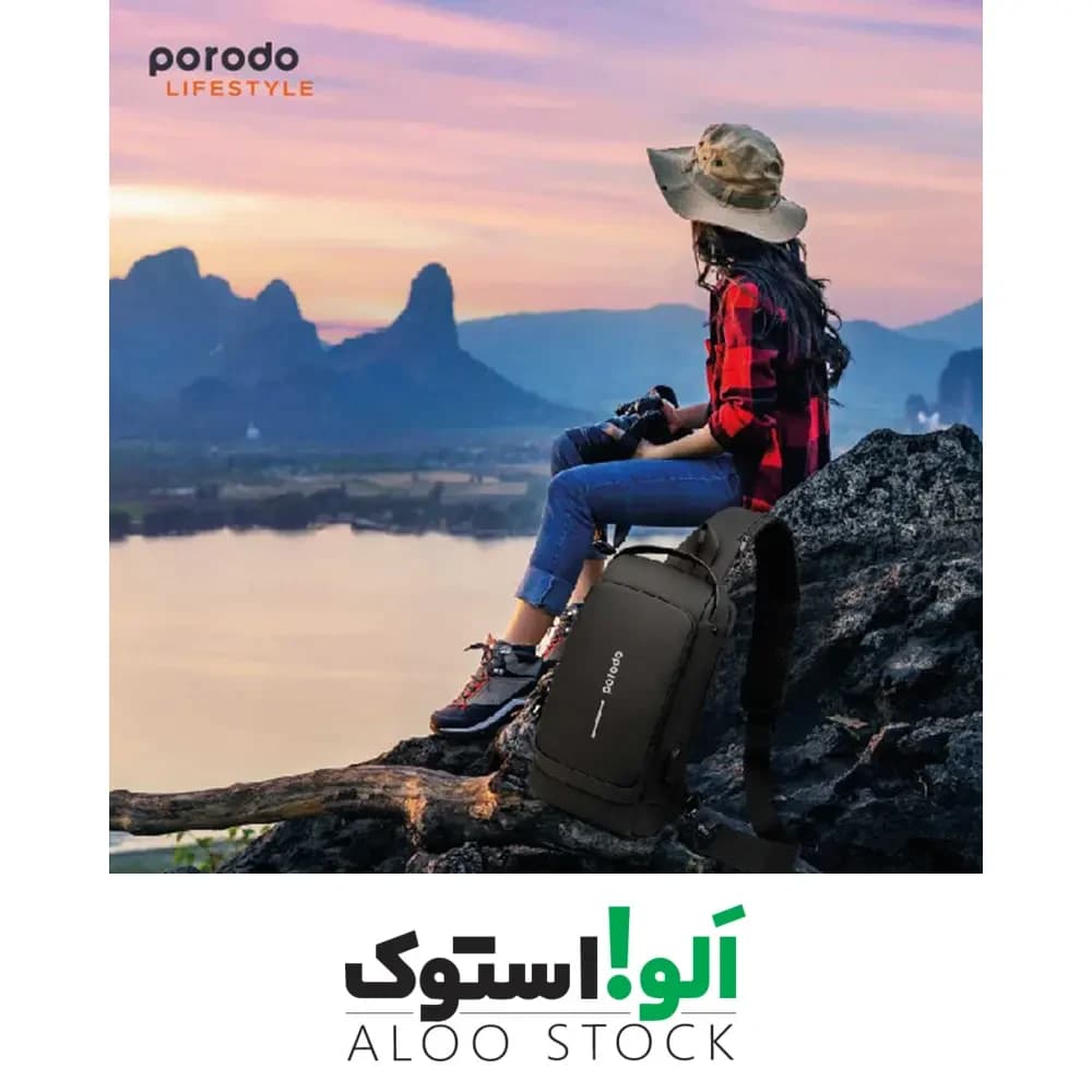 کوله تک بند ضد سرقت پرودو مدل Porodo Lifestyle Water-Proof Oxford Fanny Pack With USB-A Port — تصویر ۹