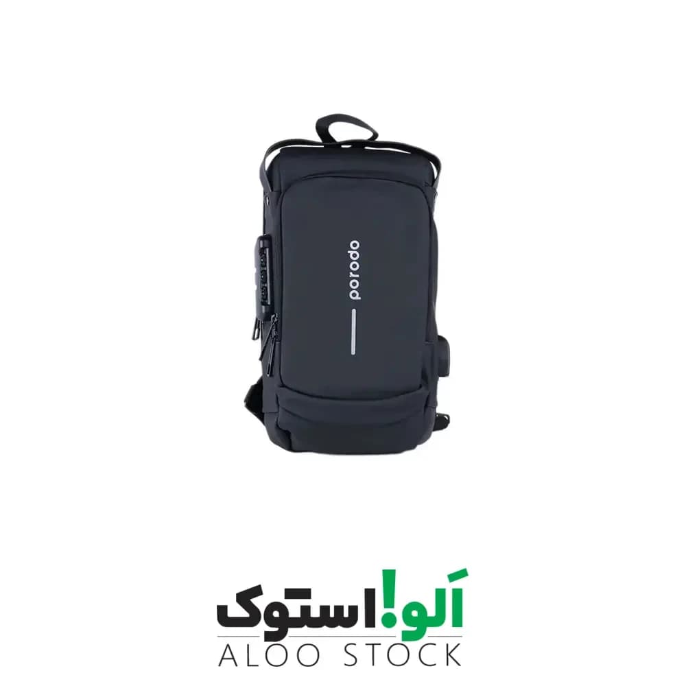 کوله تک بند ضد سرقت پرودو مدل Porodo Lifestyle Water-Proof Oxford Fanny Pack With USB-A Port