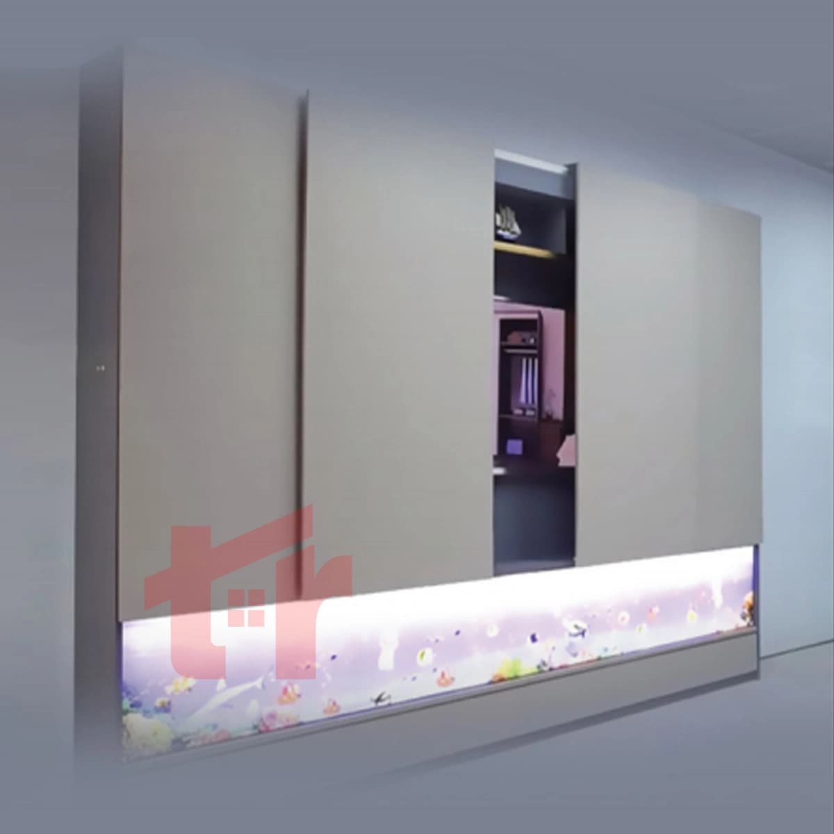 مکانیزم این لاین خطی برقی وال هنگ دیواری کابینت و کمد TV چهاردرب سینکرونایز متقارن فانتونی K084 – K085 — تصویر ۶