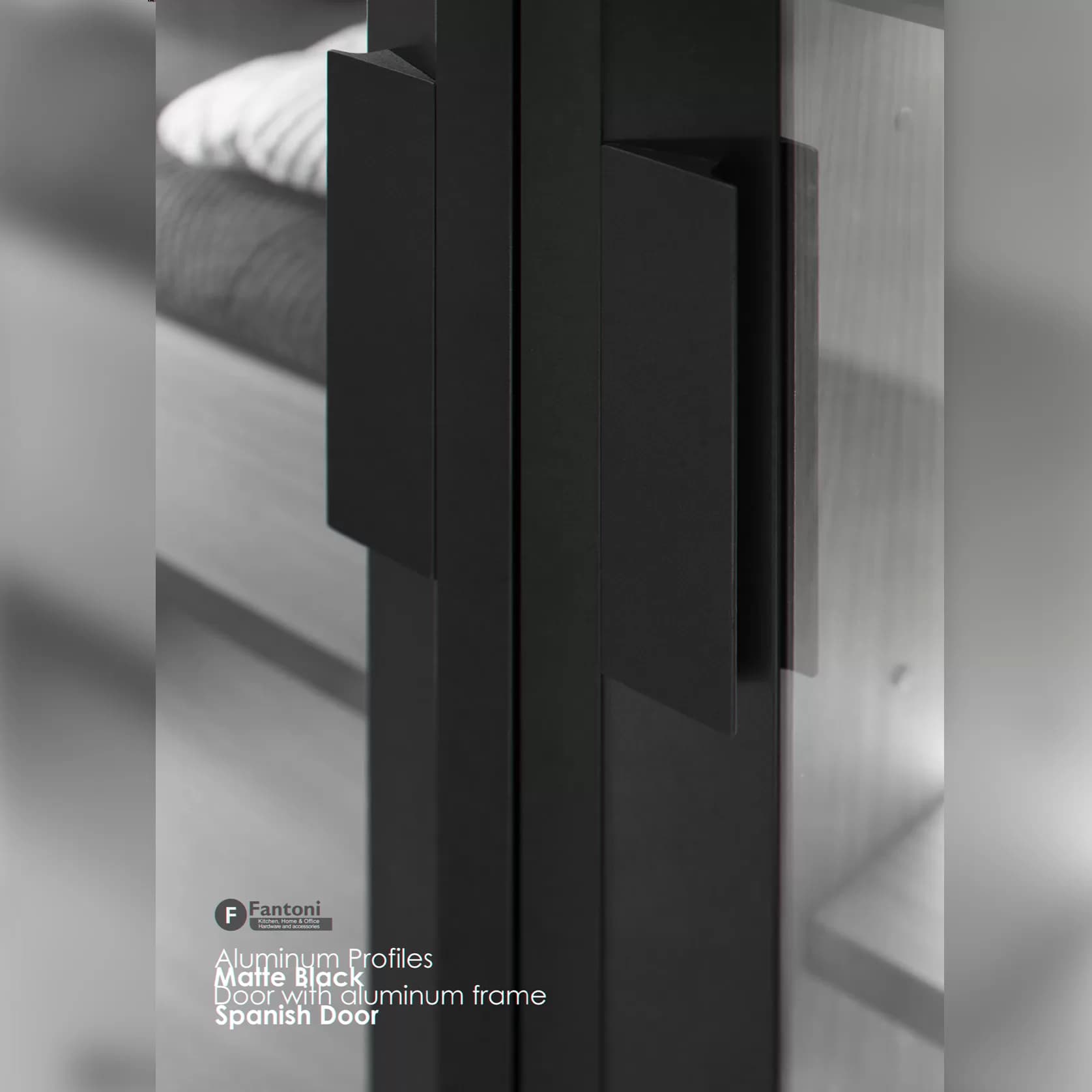 پروفیل درب کمد و کابینت مدل اسپانیش استایل رنگ مشکی مات فانتونی i330 تا i339 — تصویر ۹