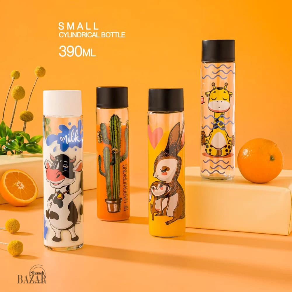 بطری استوانه شیشه ای چاپدار 2 سایز لیمون 172 — تصویر ۲