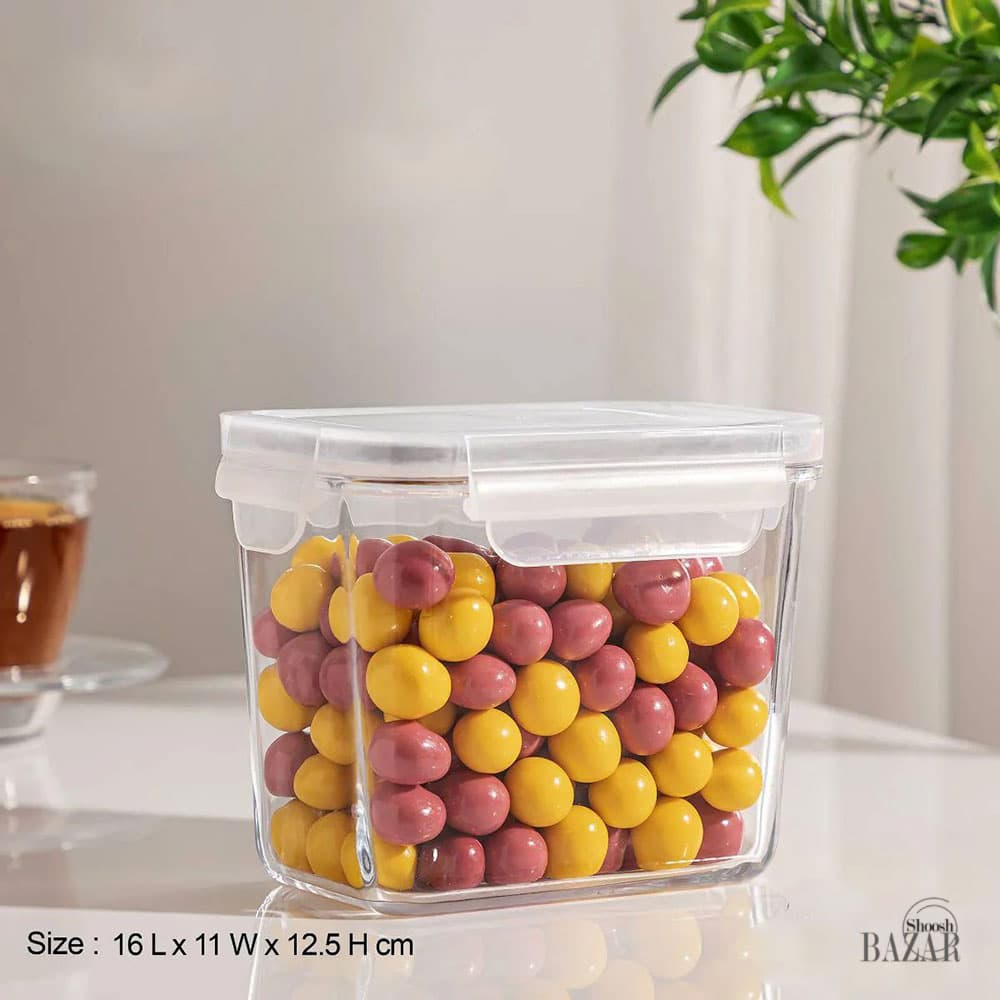 ظرف شیشه ای مستطیل در دار 920 سی سی لیمون کد 2153