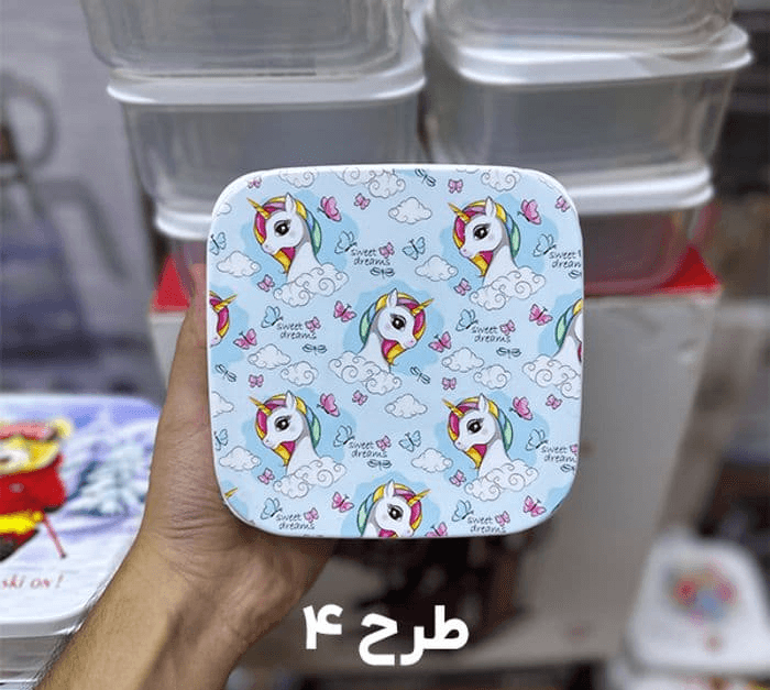ست ظرف غذا 4 عددی مربع چاپدار لیمون کد 2231 — تصویر ۱۱