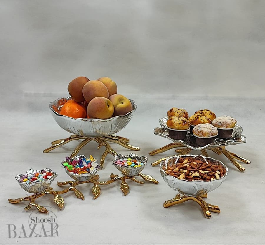 سرویس 4 پارچه پذیرایی آلومینیوم دکوری لوتوس — تصویر ۵