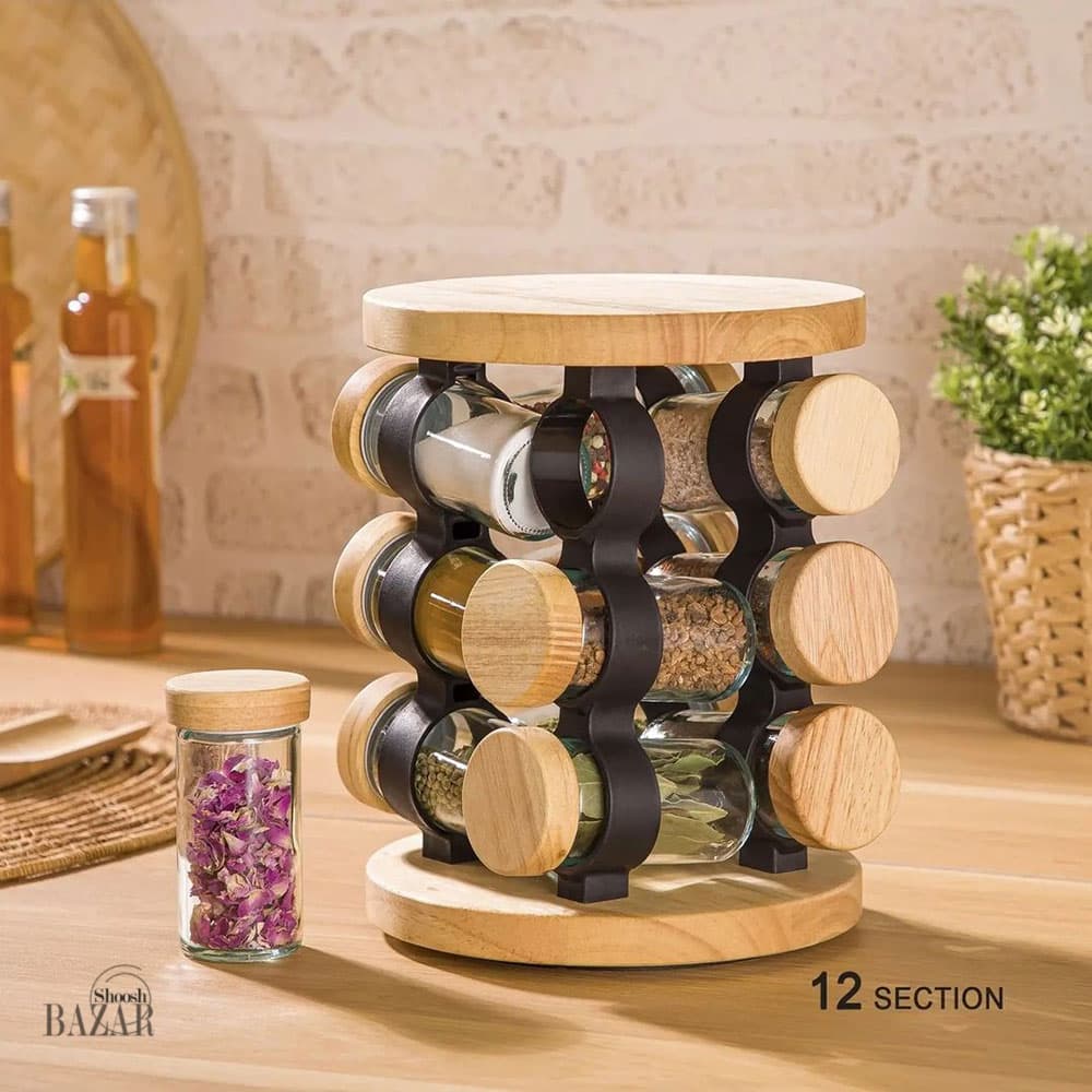 ست ادویه گردان 12 عددی چوب و فلز لیمون کد 2304