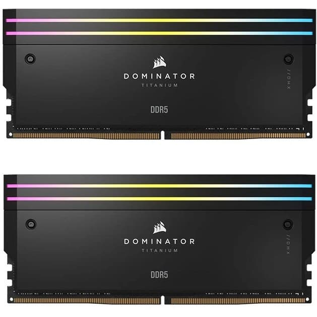 رم کامپیوتر کورسیر دو کاناله Dominator Titanium RGB فرکانس 6000 مگاهرتز DDR5 تایمینگ CL30 حافظه 64 گیگابایت