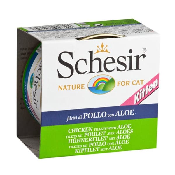 کنسرو بچه گربه فیله مرغ و آلوورا شسیر – Schesir Kitten Chicken & Aloe