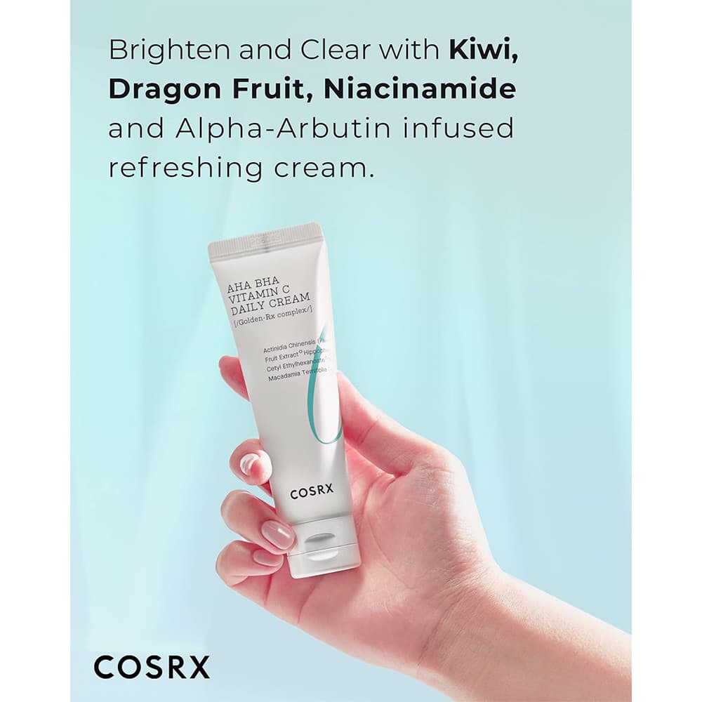 کرم مرطوب کننده روزانه AHA-BHA ویتامین سی کوزارکس لایه بردار و روشن کننده پوست Cosrx Refresh AHA BHA VITAMIN C Daily Cream 50ml — تصویر ۱۲