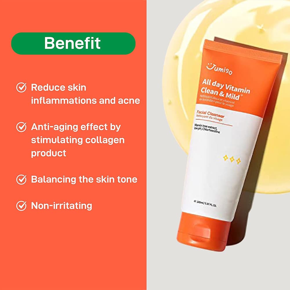 فوم شستشوی ویتامینه روشن کننده و بازسازی کننده جومیسو Jumiso All Day Vitamin Clean & Mild Facial Cleanser 150ml — تصویر ۷
