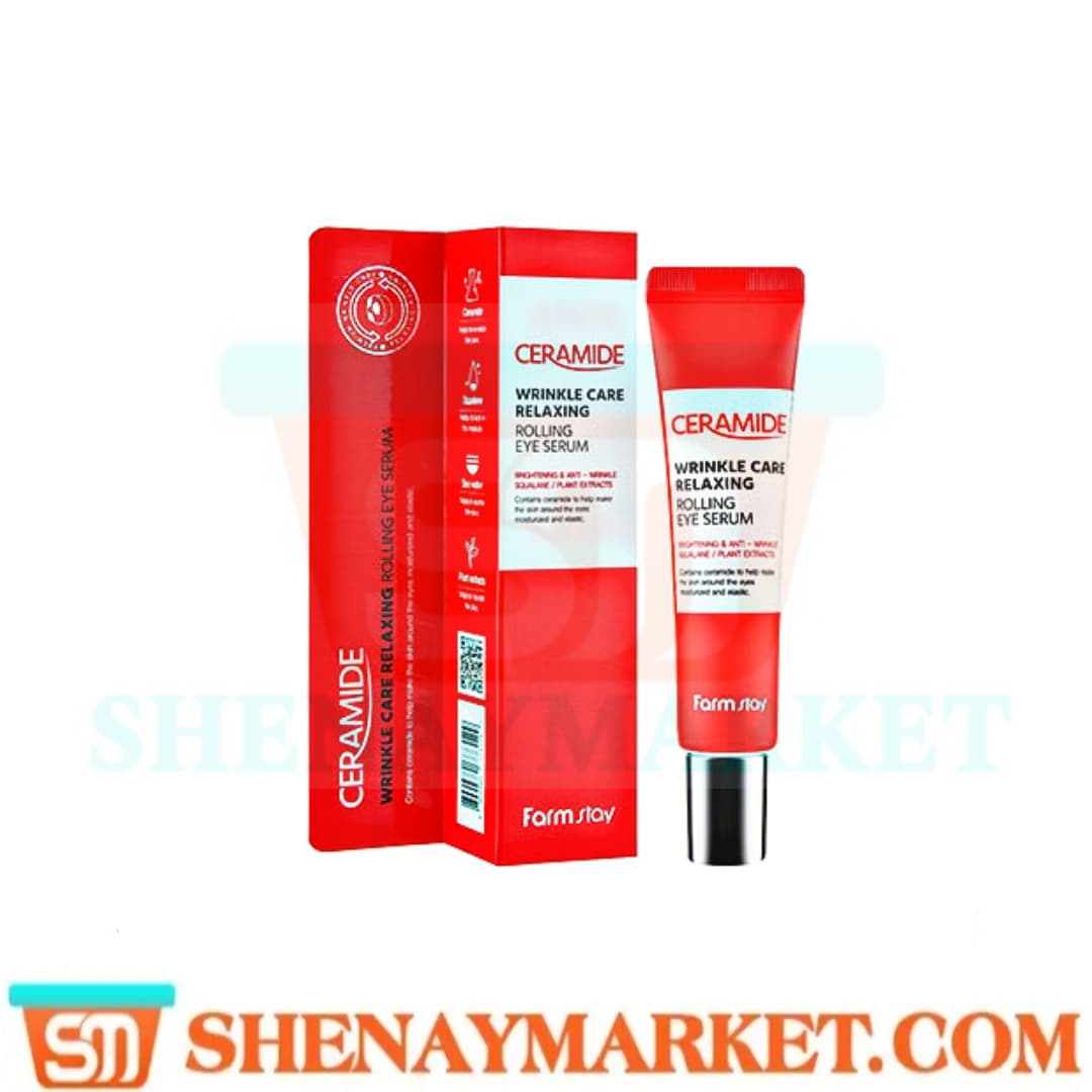 سرم ضد چروک و روشن کننده دور چشم رولی سرامید فارم استی Farm Stay Ceramide Wrinkle Care Relaxing Rolling Eye Serum 25ml — تصویر ۱۱
