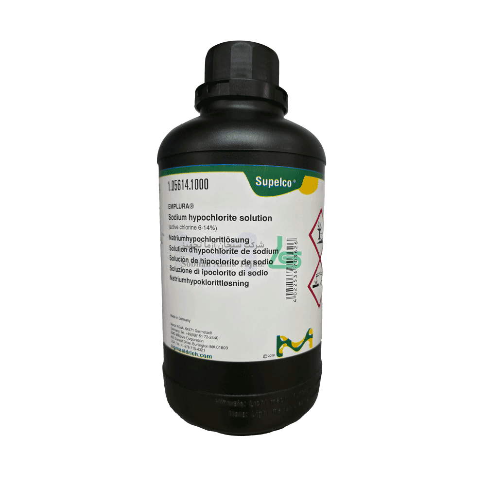 محلول سدیم هیپوکلریت 6-14% کلرین اکتیو (آب ژاول) ®EMPLURA برند مرک آلمان کد 105614 — تصویر ۲