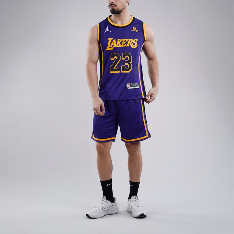 ست رکابی و شلوارک بسکتبالی لیکرز مدل Jordan-DRI FIT-4L1123 بنفش — تصویر ۳