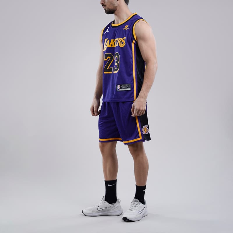 ست رکابی و شلوارک بسکتبالی لیکرز مدل Jordan-DRI FIT-4L1123 بنفش — تصویر ۴