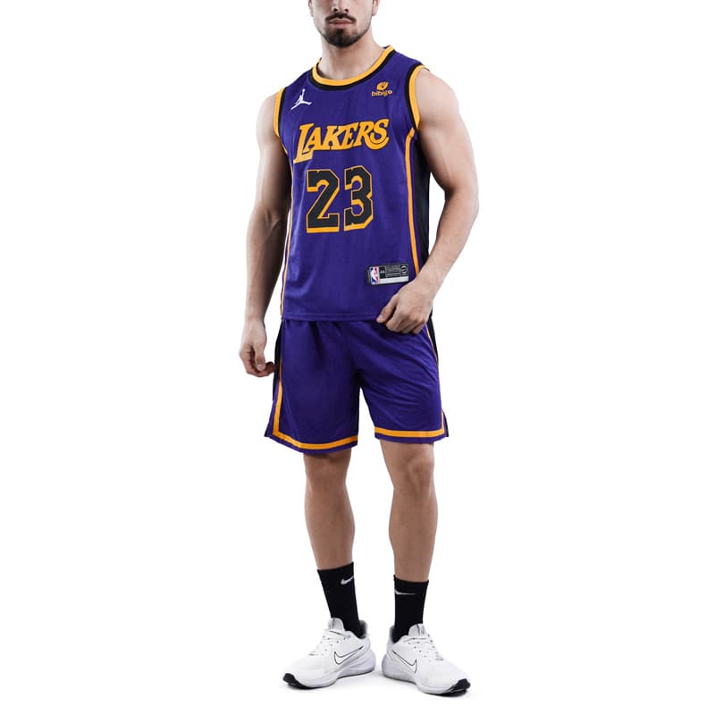 ست رکابی و شلوارک بسکتبالی لیکرز مدل Jordan-DRI FIT-4L1123 بنفش