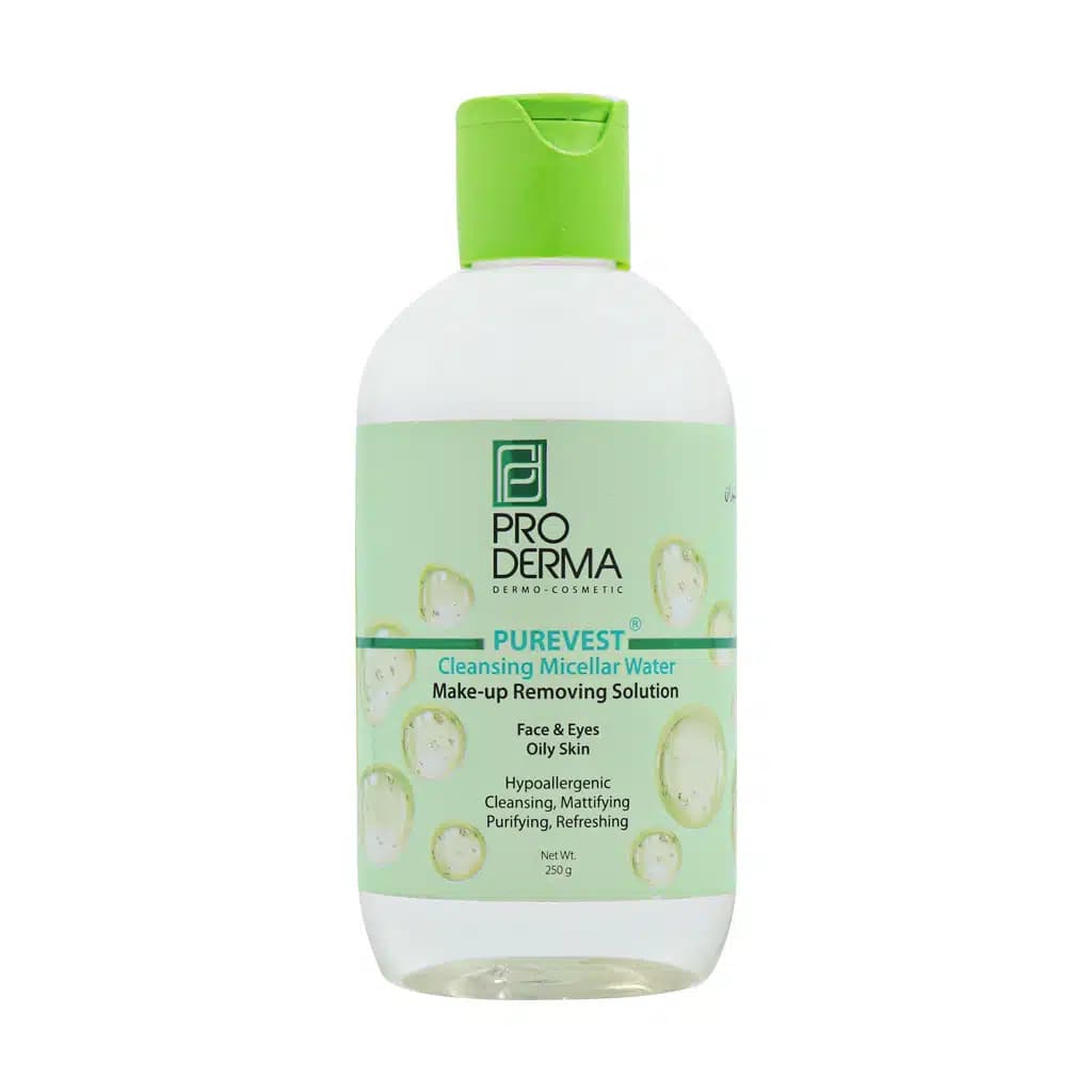 محلول پاک کننده آرایش چشم و صورت پوست چرب پرودرما 250ml — تصویر ۳